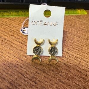 S69 Océanne Gold and Black Crescent Earrings
